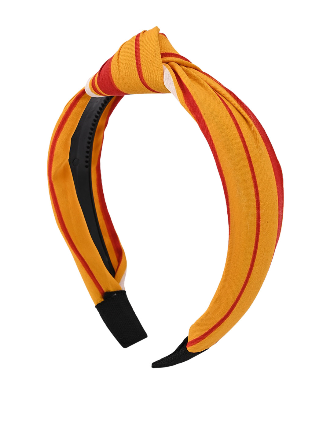 BuckleUp Women Yellow & Red Striped Knot Detailed Hairband