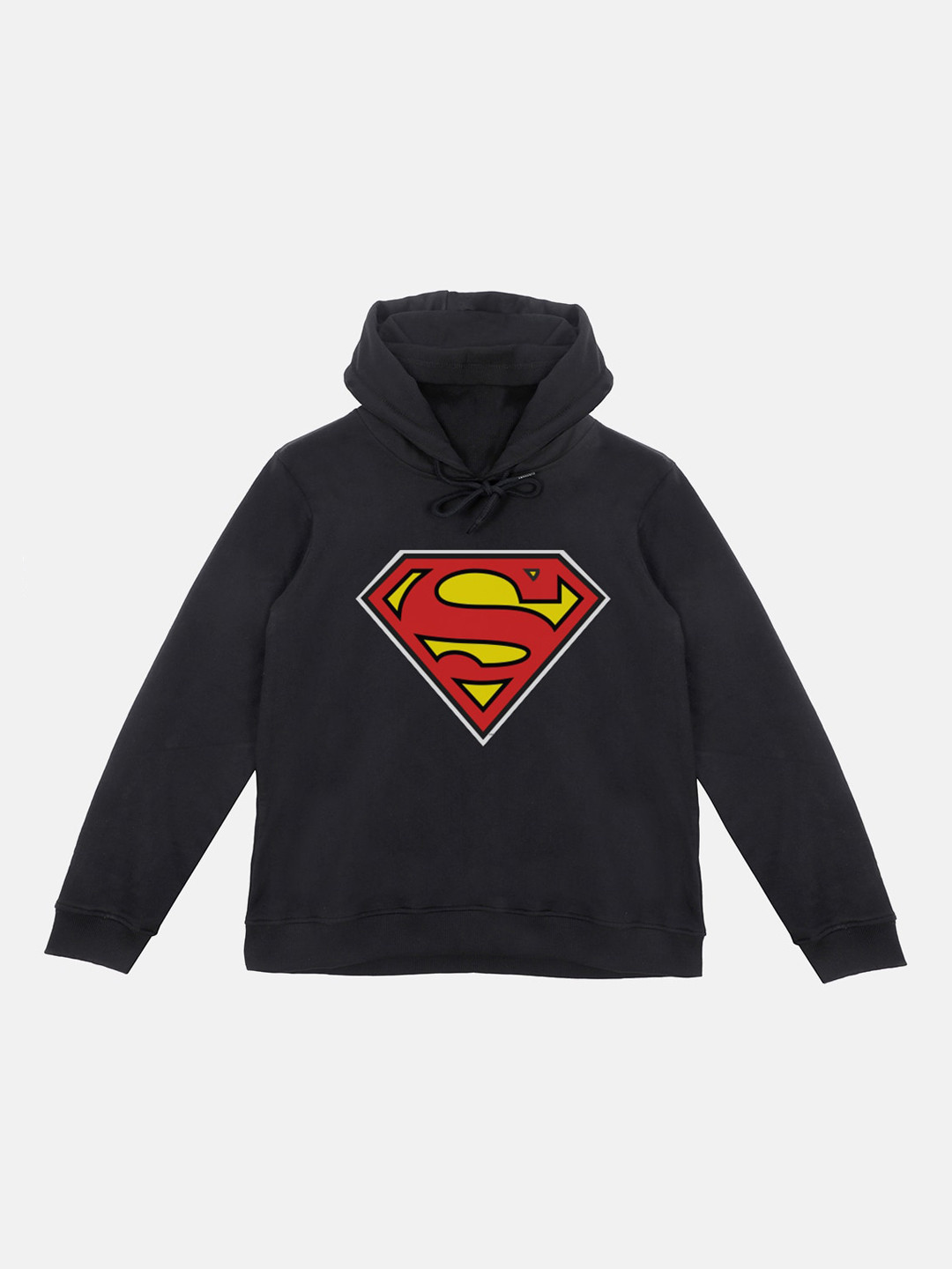 Superman Boys Black Printed Hooded Sweatshirt With Attached Face Covering