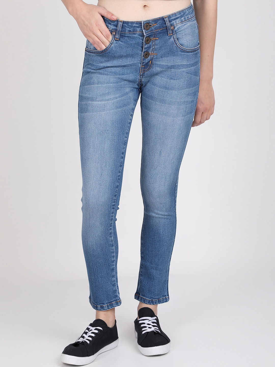 BROADSTAR Women Blue Slim Fit Mid Rise Clean Look Jeans