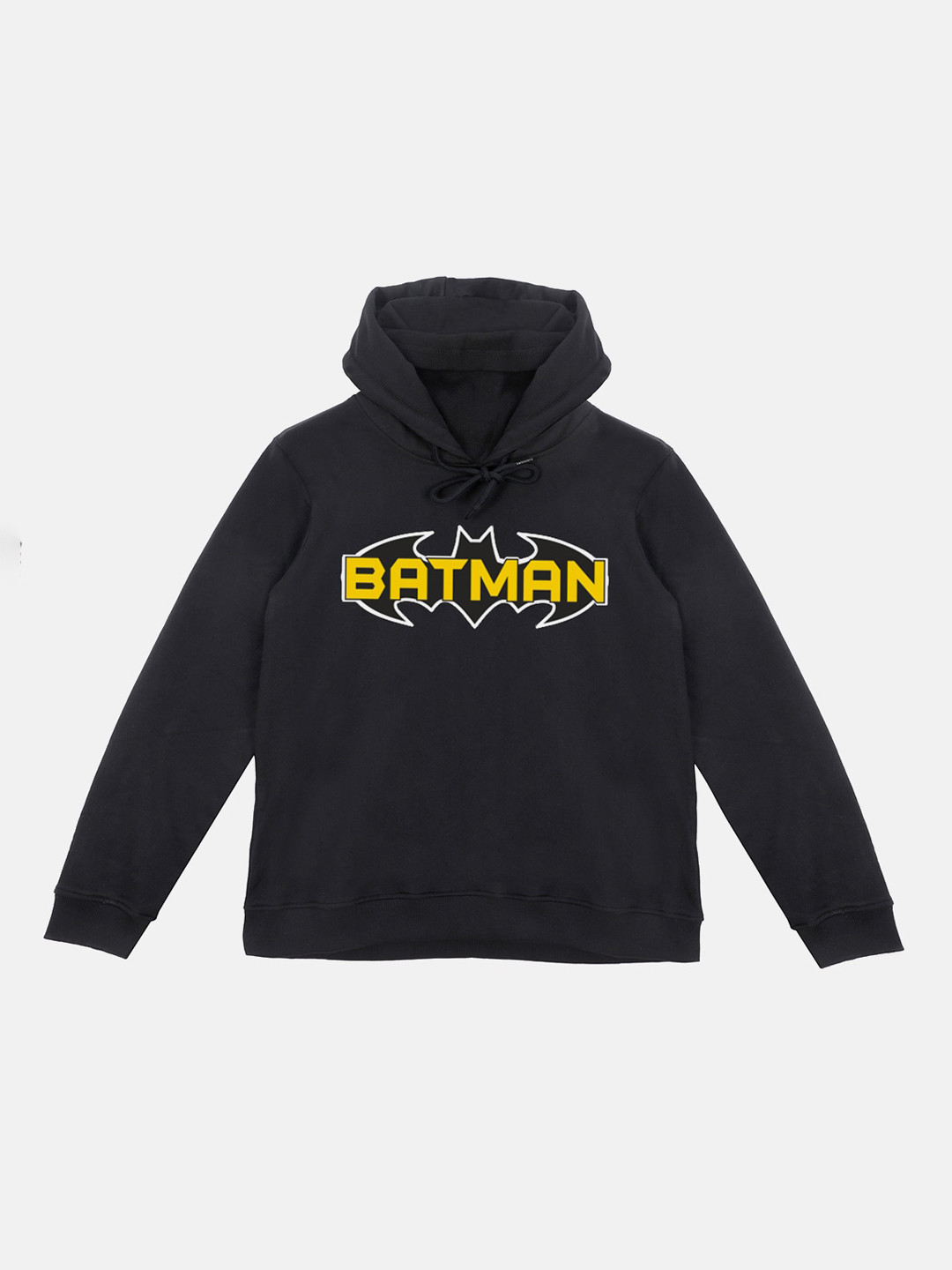 Batman Boys Black Printed Hooded Sweatshirt With Attached Face Covering