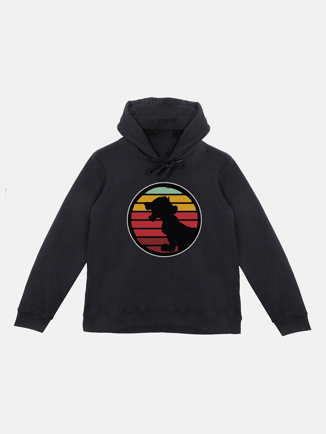 Disney by Wear Your Mind Boys Black Printed Hooded Sweatshirt With Attached Face Covering