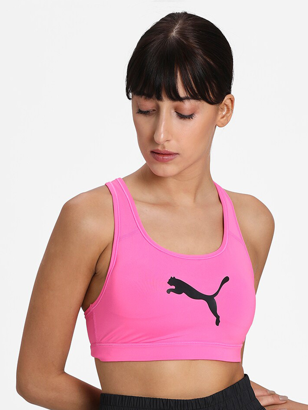 Puma Pink & Black Printed dryCELL LIGA Training Workout Bra 65619205