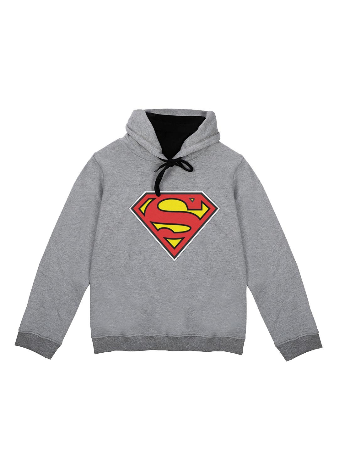 Superman Boys Grey Printed Hooded Sweatshirt With Attached Face Covering