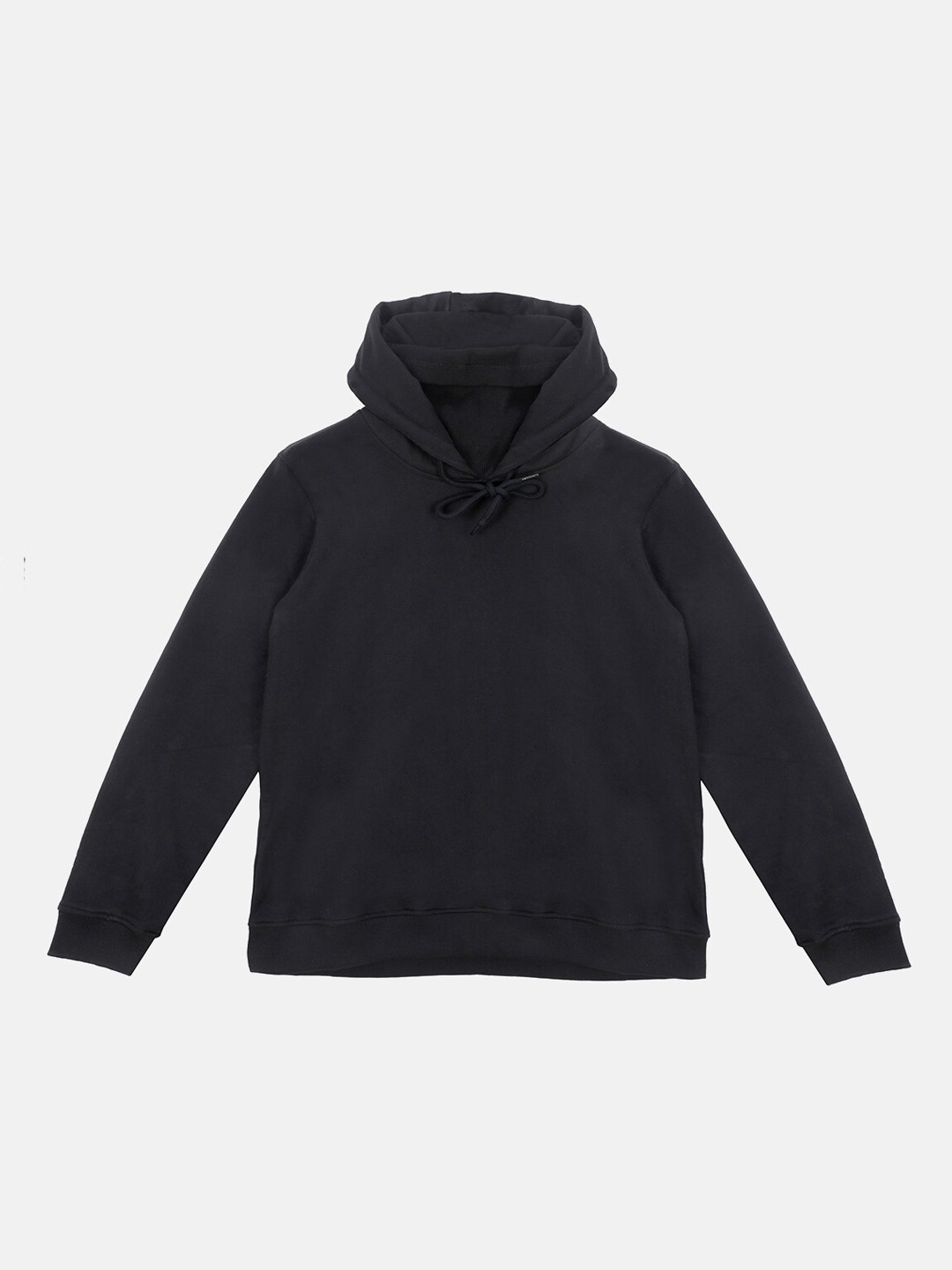 Wear Your Mind Boys Black Solid Hooded Sweatshirt With Attached Face Covering