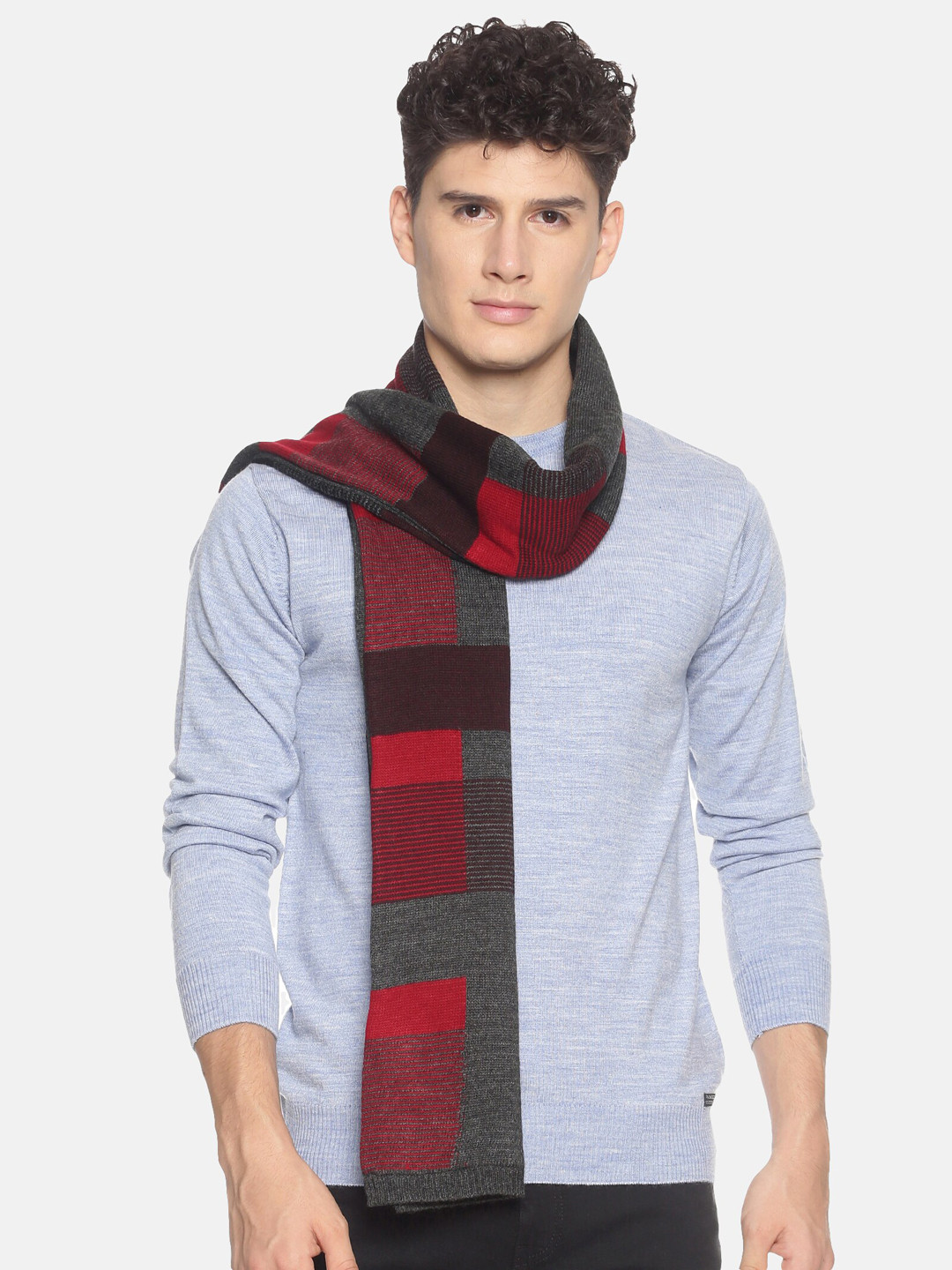 513 Men Beige & Red Woven Design Mufflers