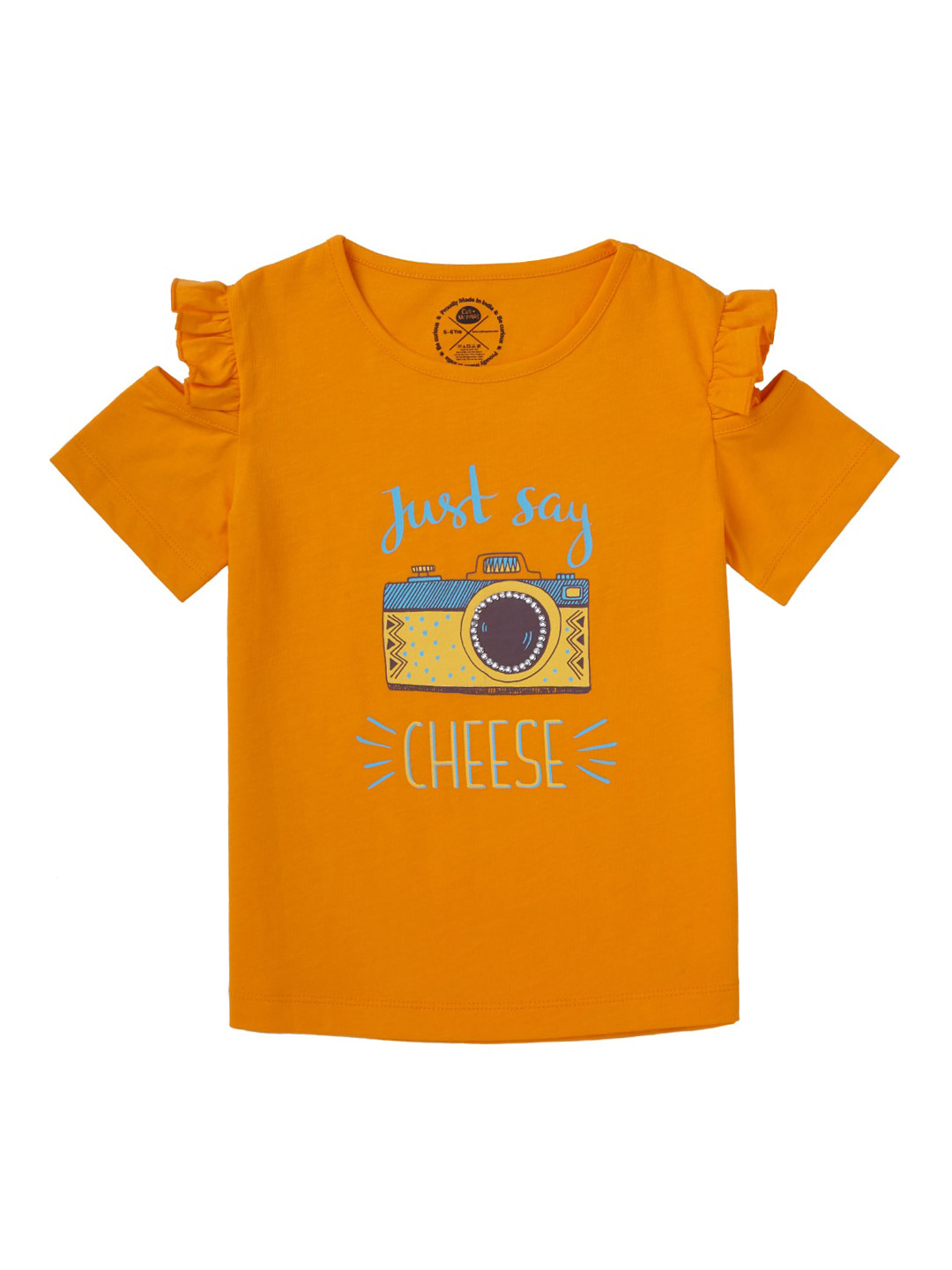 Cub McPaws Girls Orange Printed Round Neck T-shirt