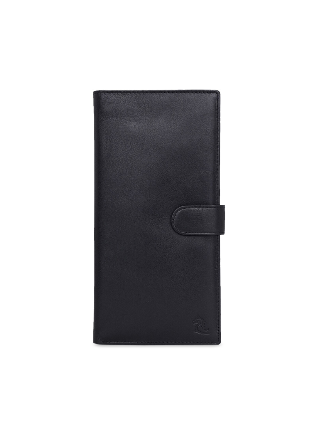 Kara Unisex Black Solid Leather Two-Fold Wallet
