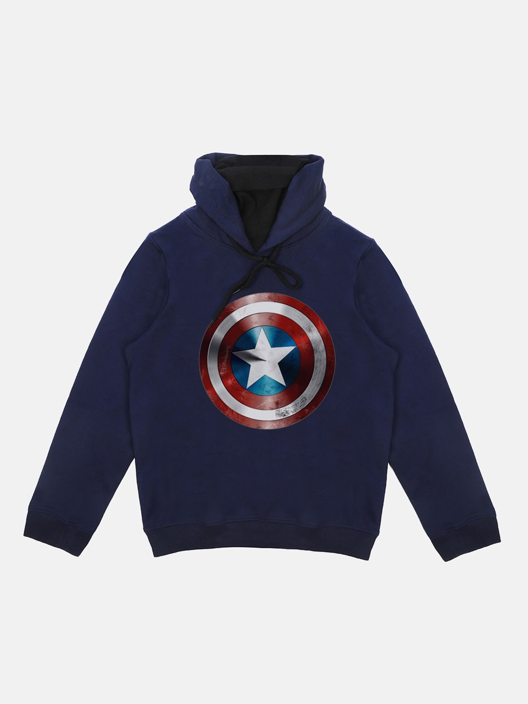 Marvel by Wear Your Mind Boys Blue Printed Hooded Sweatshirt With Attached Face Covering