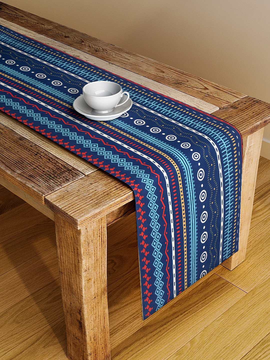 Alina decor Blue Printed Table Runner