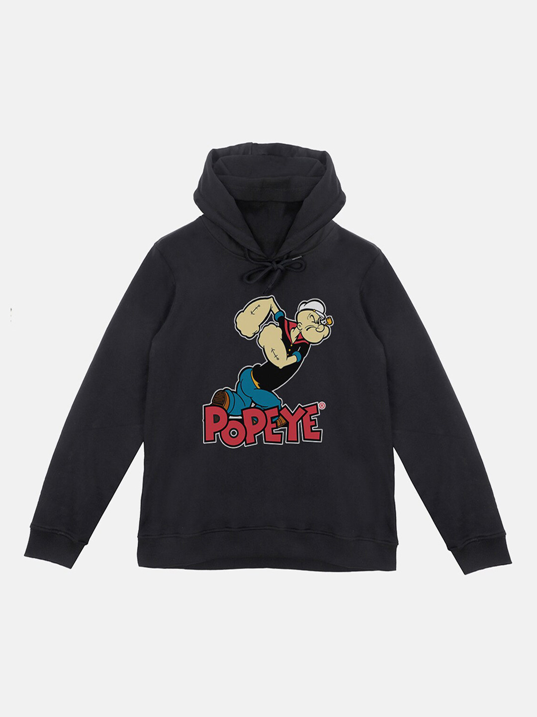 Popeye Boys Black  Red Printed Hooded Sweatshirt With Attached Face Covering
