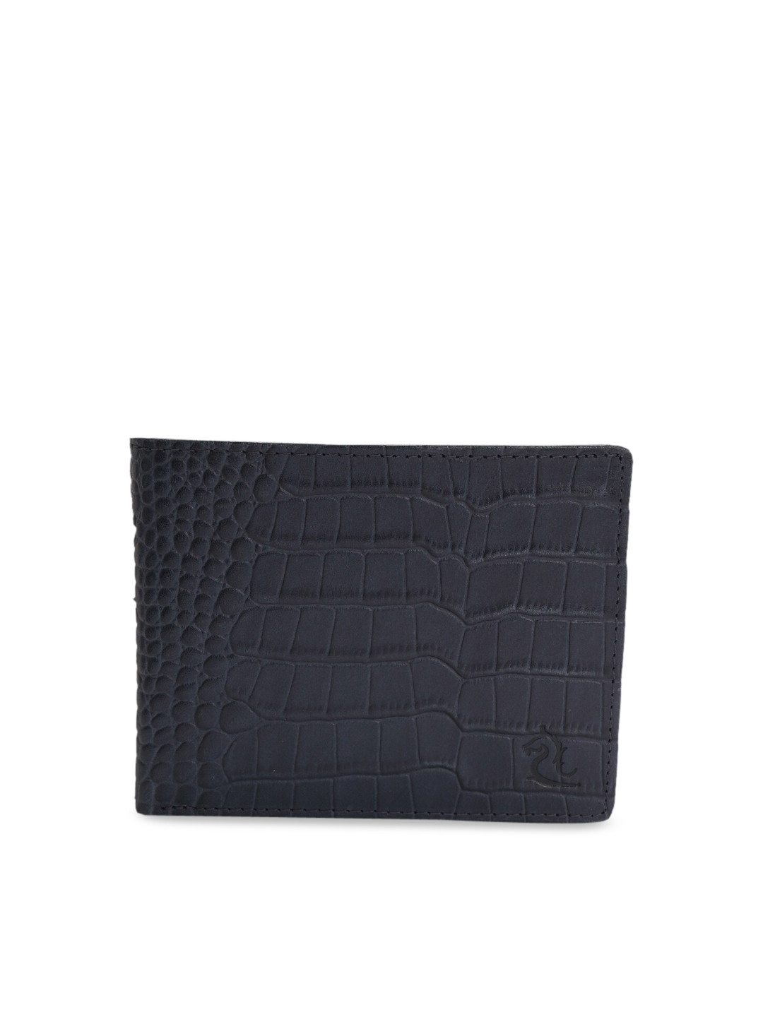 Kara Men Blue Textured Leather Croco Pattern Wallet