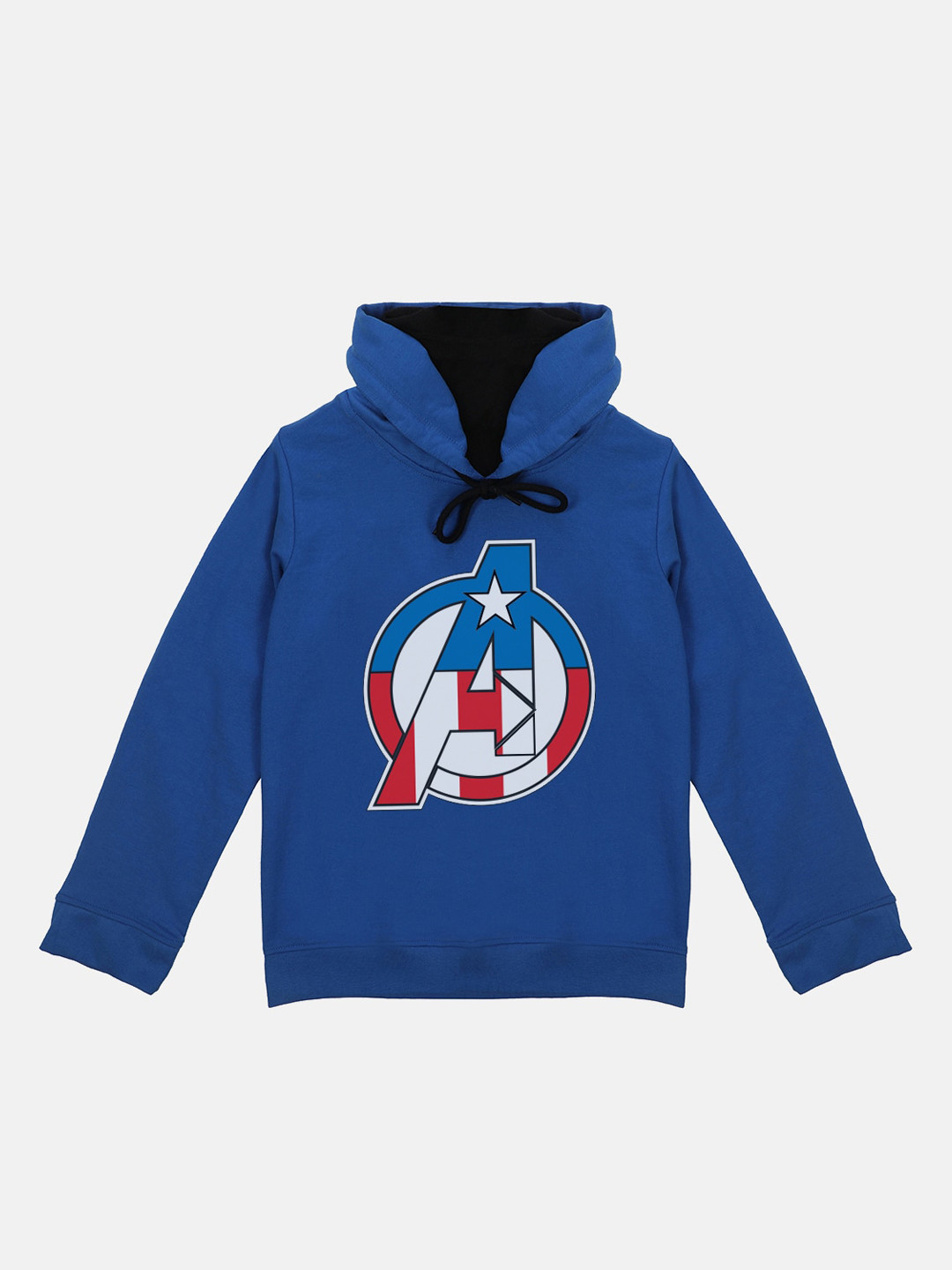 Marvel Avengers Boys Blue Printed Hooded Sweatshirt With Attached Face Covering