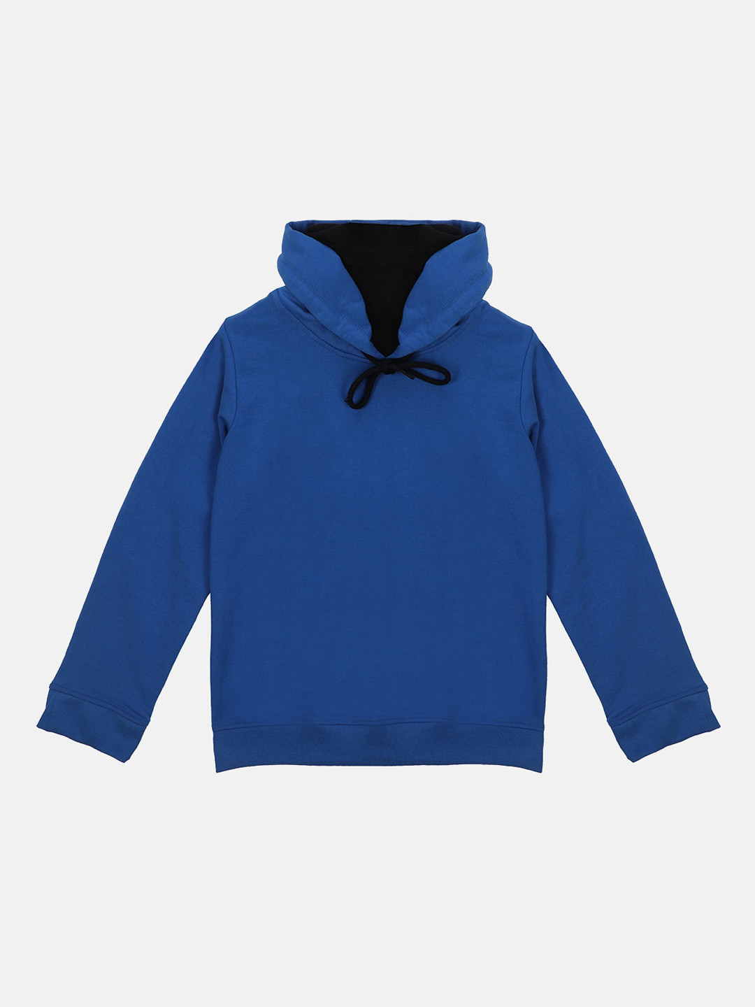 Wear Your Mind Boys Blue Solid Hooded Sweatshirt With Attached Face Covering