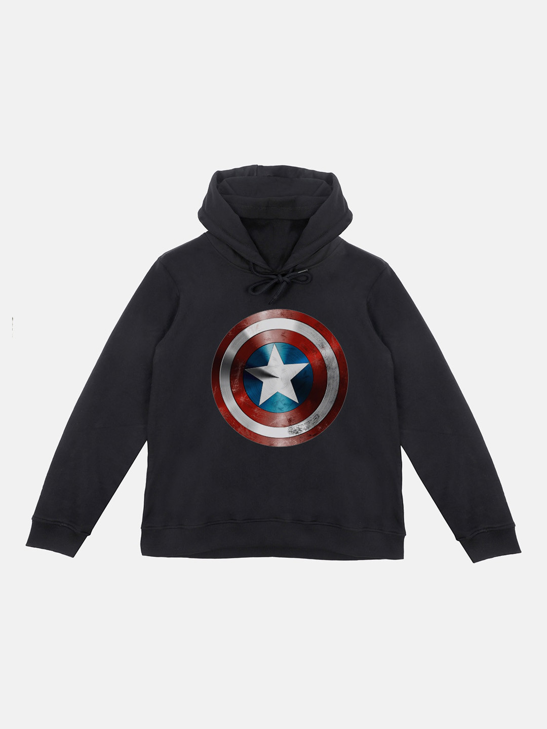 Marvel by Wear Your Mind Boys Black Printed Hooded Sweatshirt With Attached Face Covering