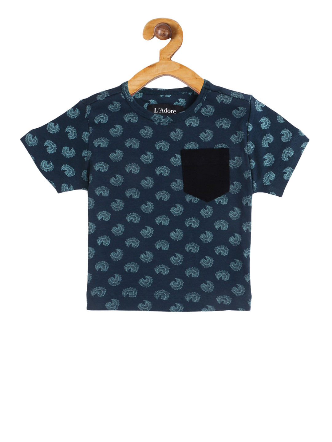 LAdore Kids Blue Organic Cotton Printed Round Neck T-shirt