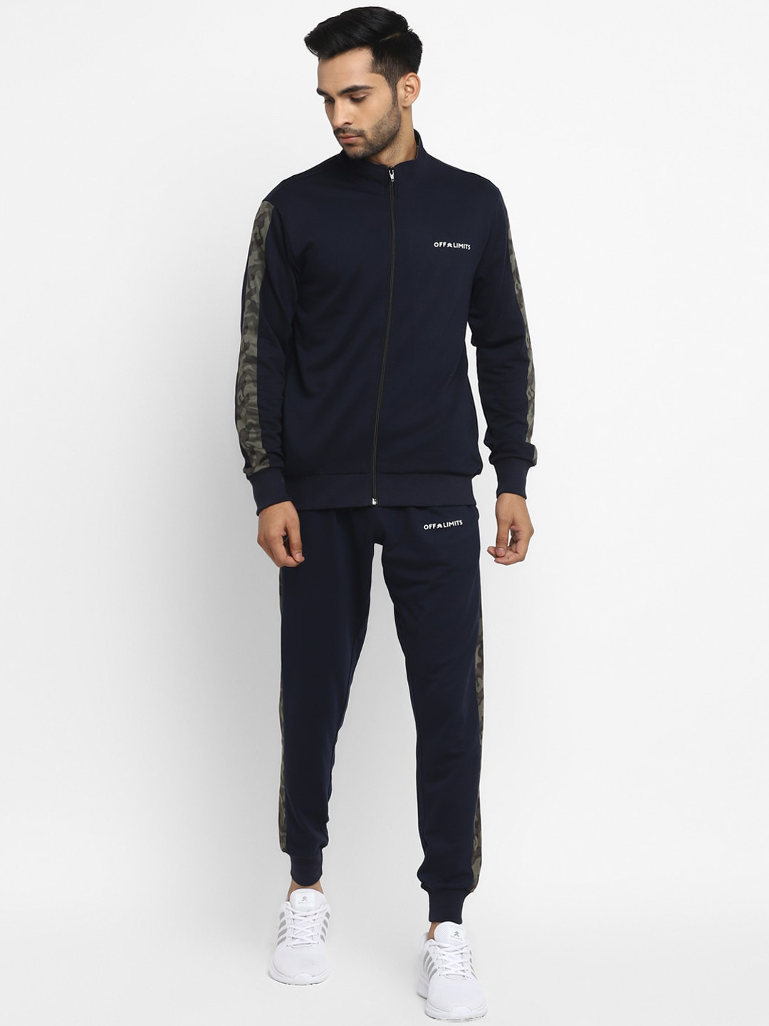 OFF LIMITS Men Navy Blue Solid Tracksuit