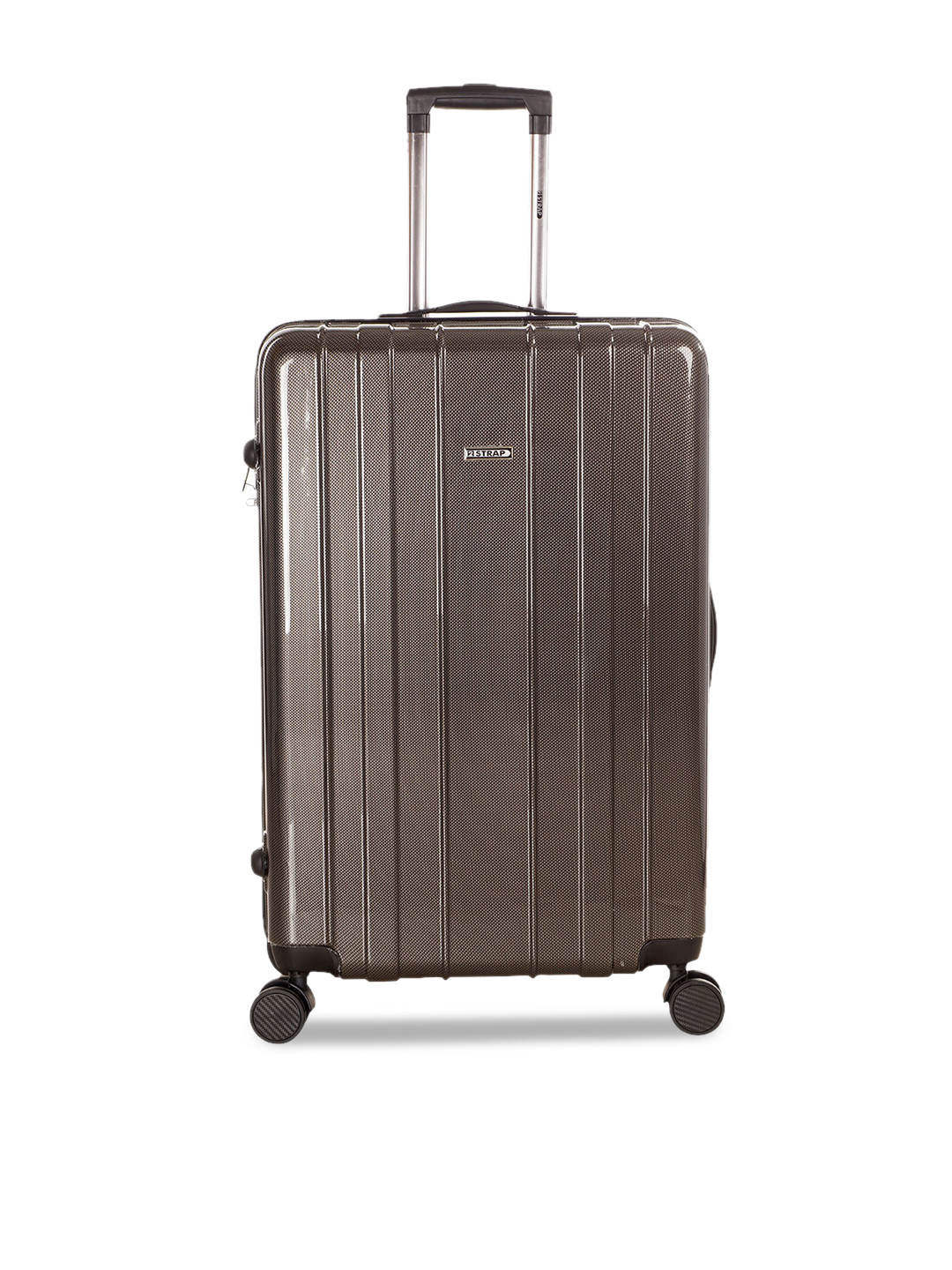 2 STRAP Panama Brown Textured Water & Scratch Resistant Medium Trolley Bag