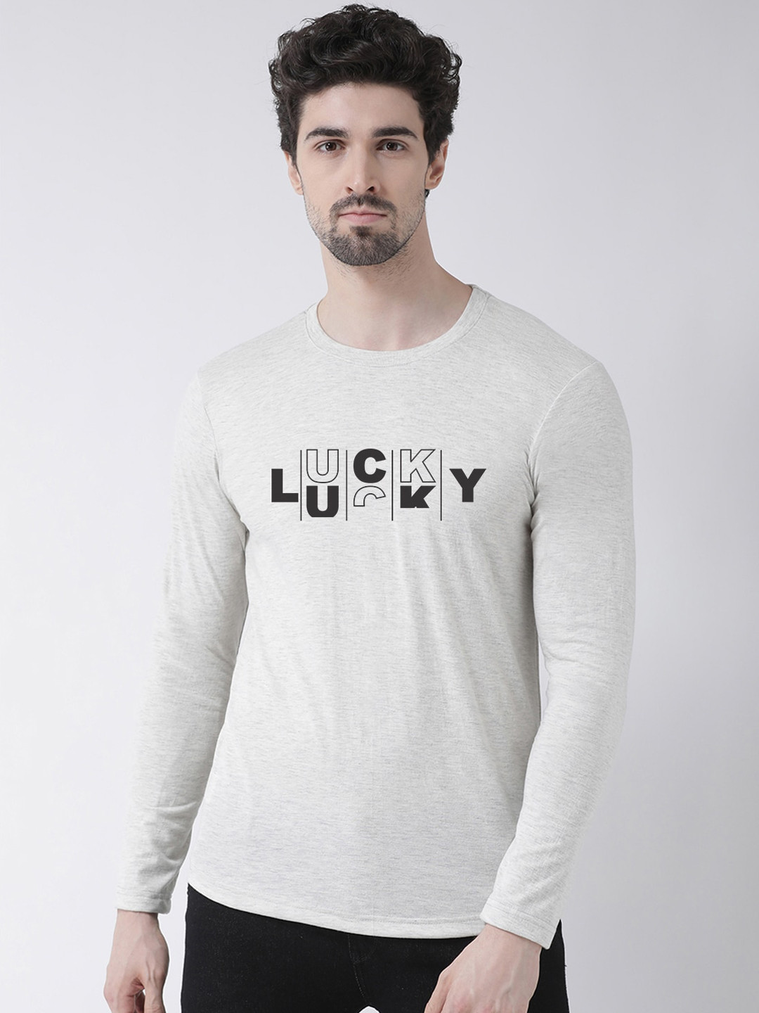 Friskers Men Grey Printed Round Neck T-shirt