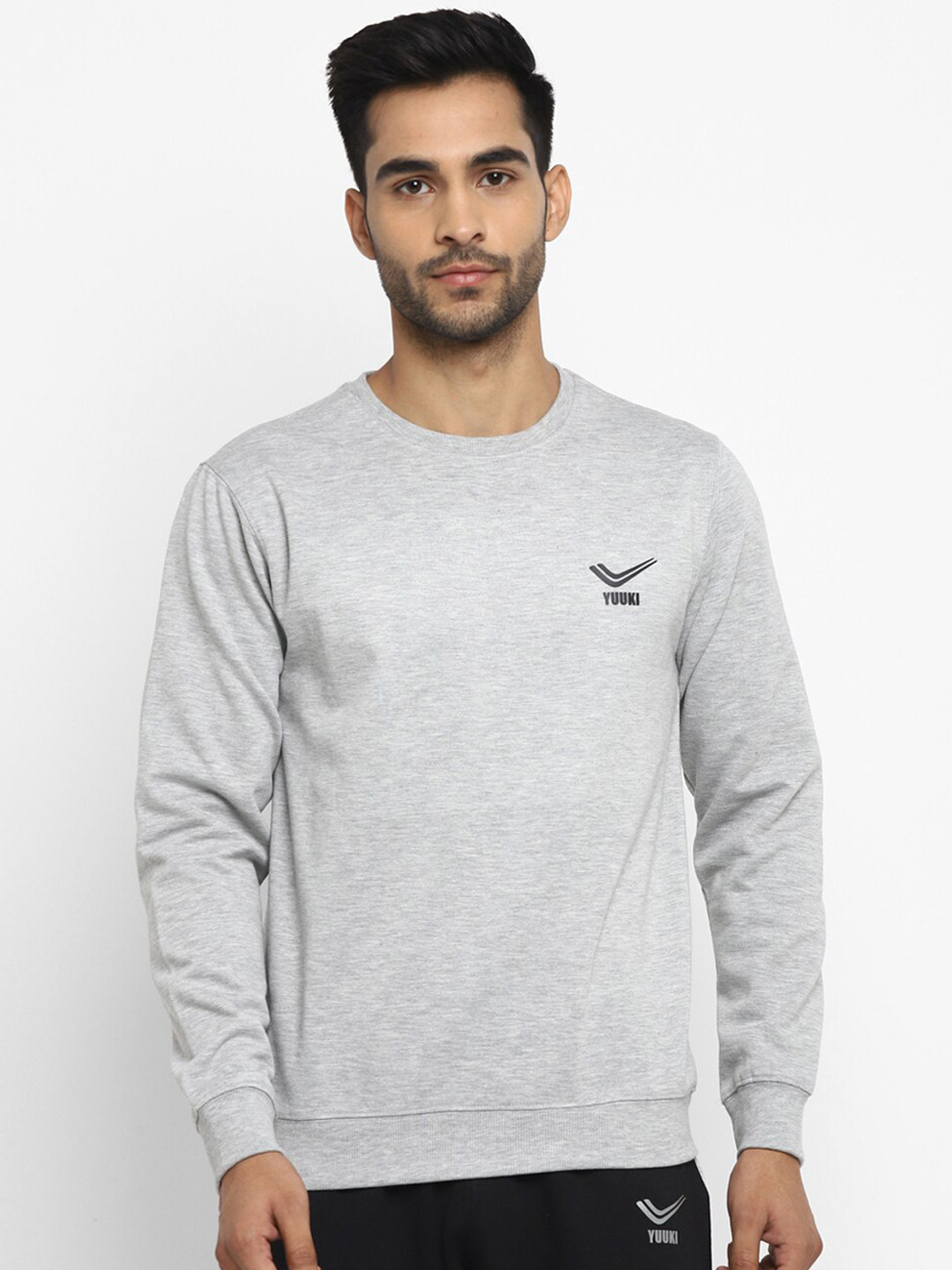 Yuuki Men Grey Solid Sweatshirt