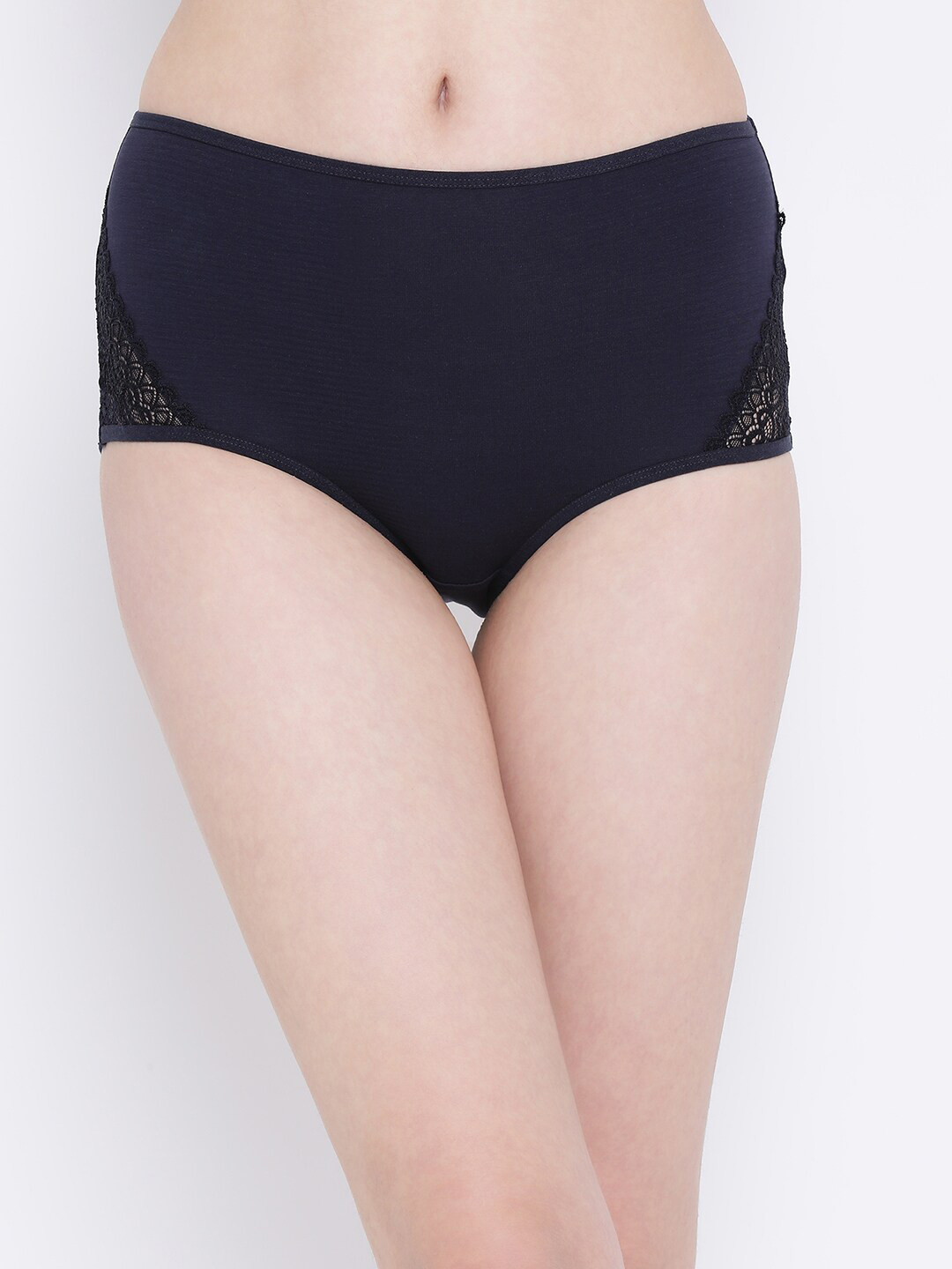 Clovia Women Navy Blue Lace High Waist Hipster Briefs PN1057P083XL