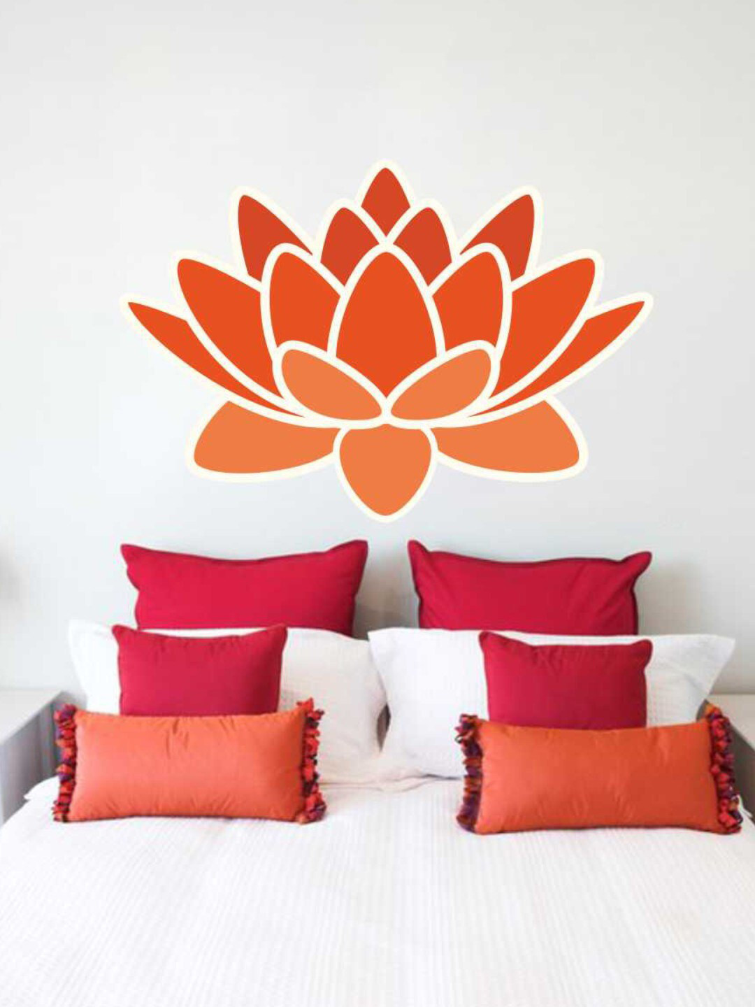 rawpockets Orange Lotus Flower Printed Wall Sticker