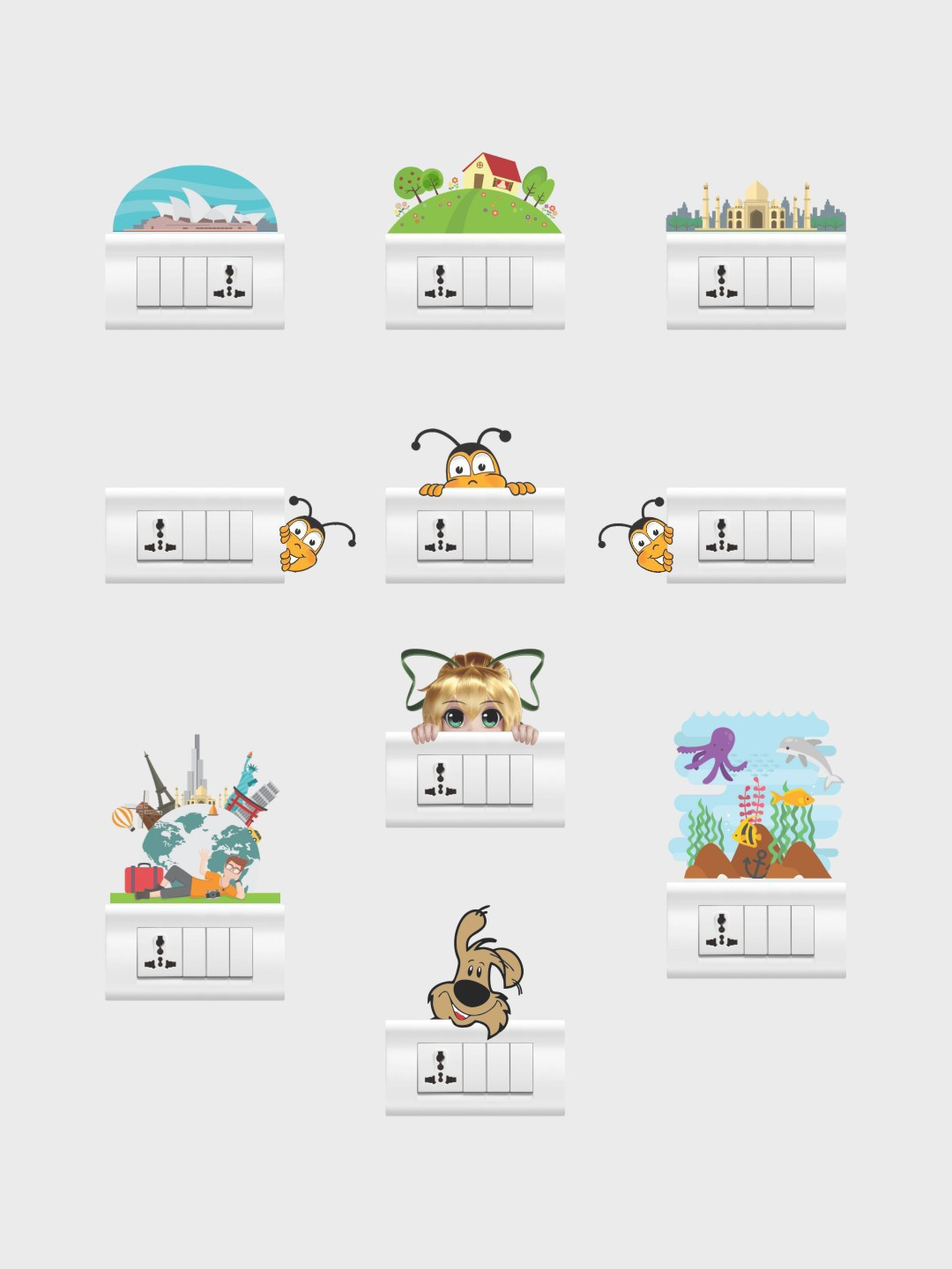 rawpockets Multi Coloured Earth Combo Wall Stickers