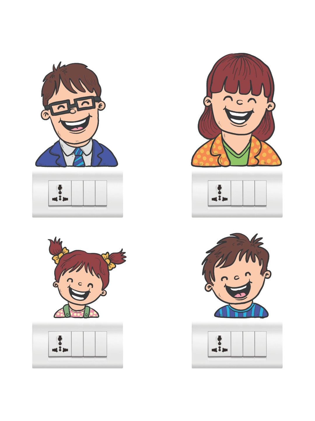 rawpockets Multicolored Family Combo Wall Stickers