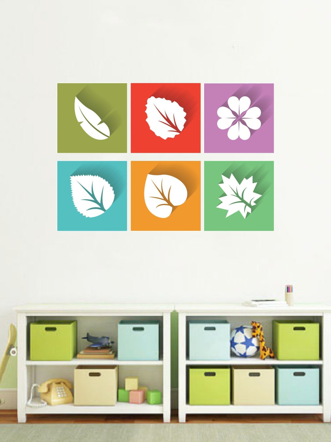 rawpockets Multicolored Different Kinds Of Leaves Wall Stickers