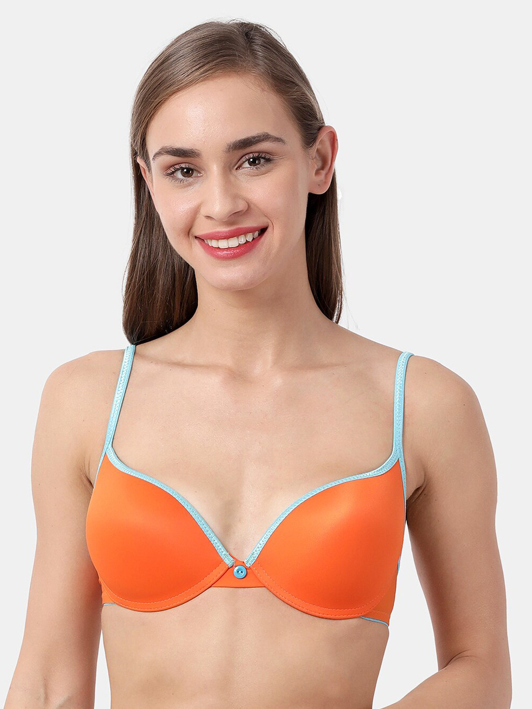 Susie Women Orange Solid Heavily Padded Underwired Push-Up Bra SC073-OrangeBlue