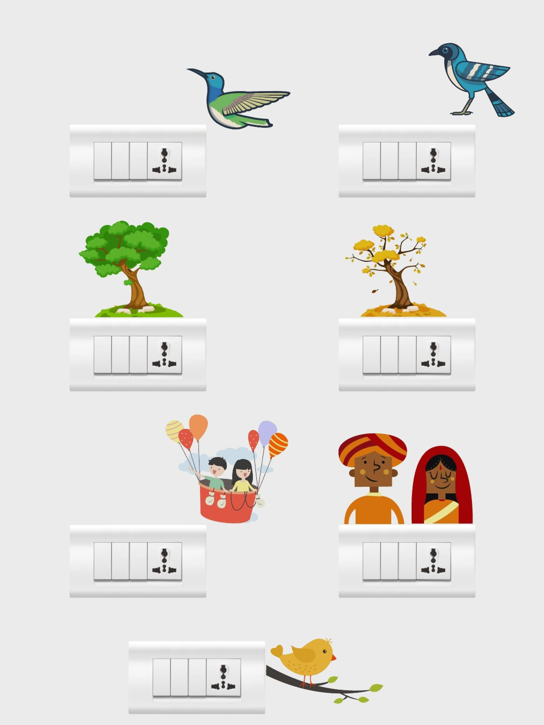 rawpockets Multicolour Tradition Combo Printed Wall Sticker