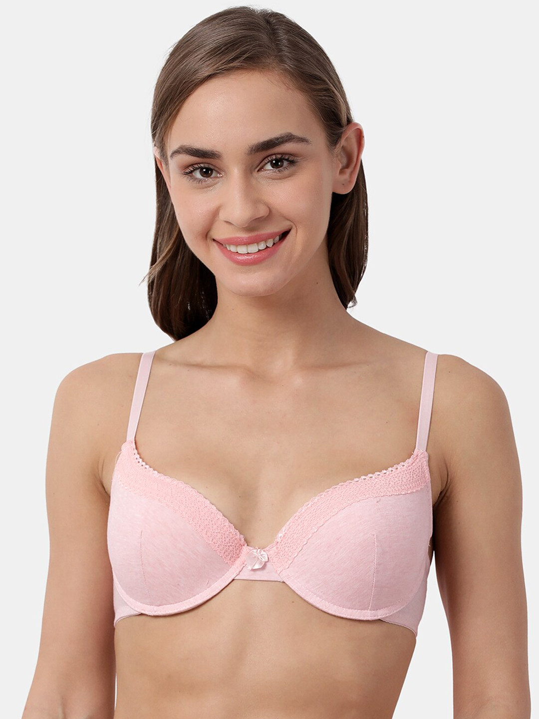Susie Pink Lace Under-Wired Lightly Padded Plunge Bra SQ10081-BabyPinkMelange