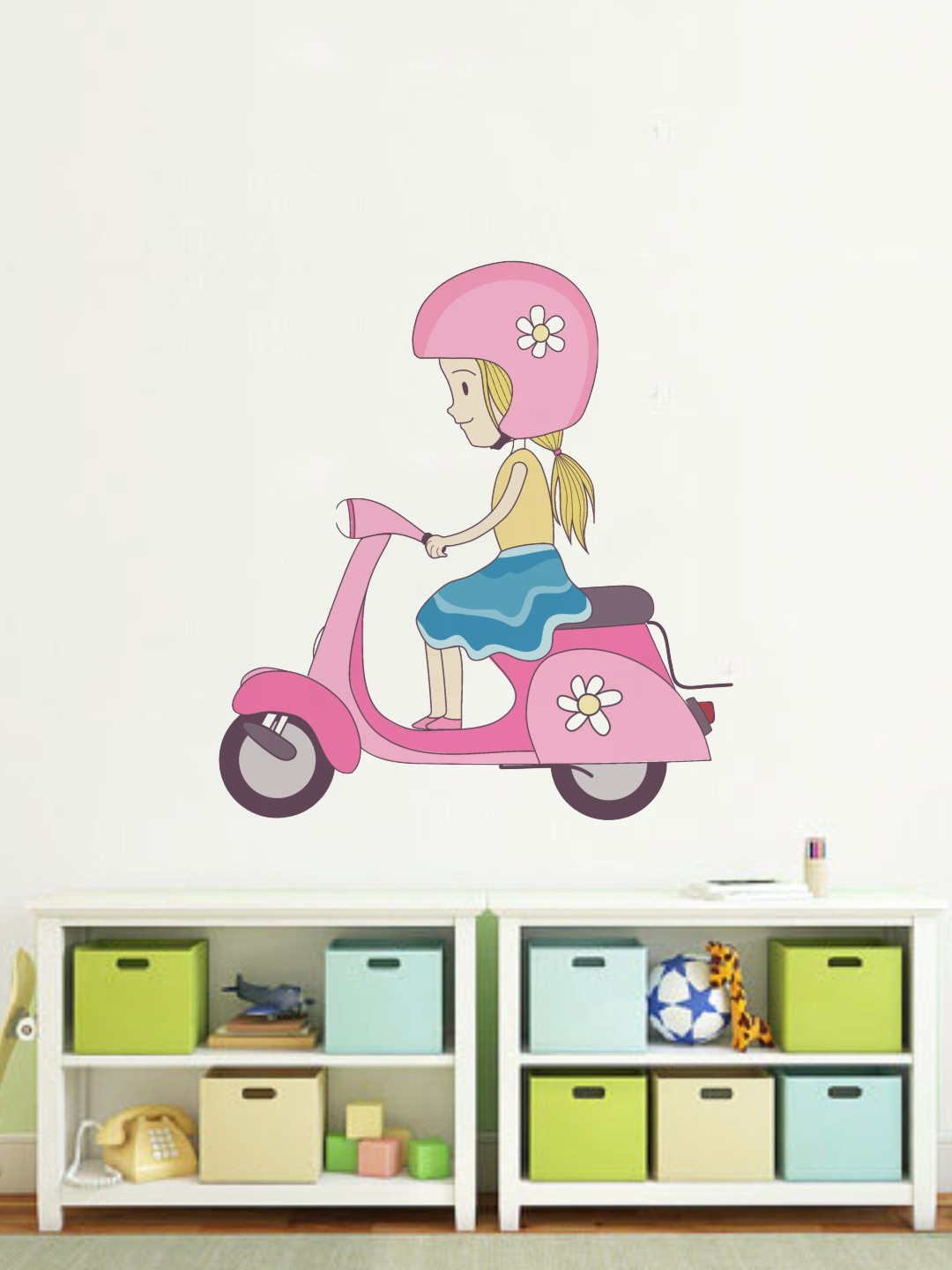 rawpockets Cute Scooter Girl Wall Stickers