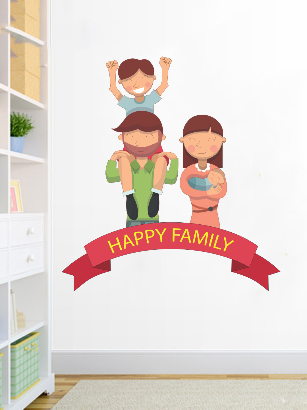 rawpockets Multicolored Happy Family Wall Stickers