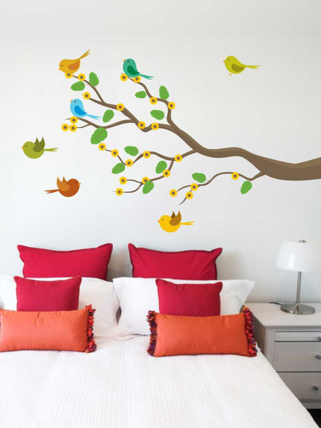 rawpockets Multicolour Birds & Tree Printed Wall Sticker