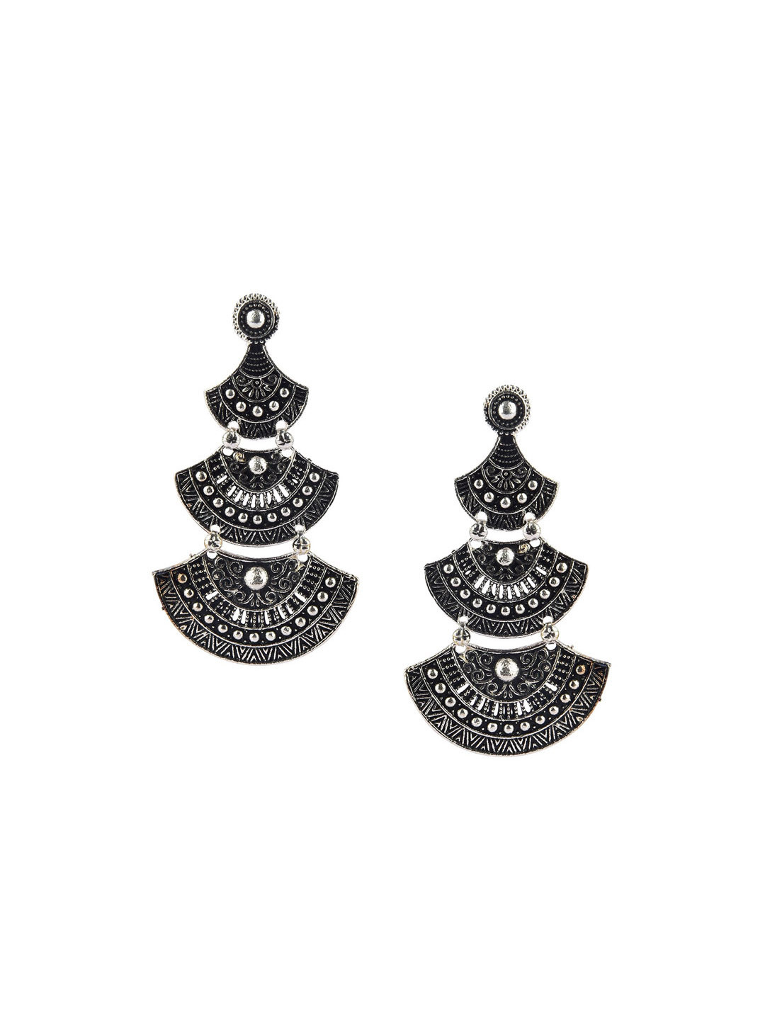 DESI COLOUR Silver-Toned Classic Drop Earrings