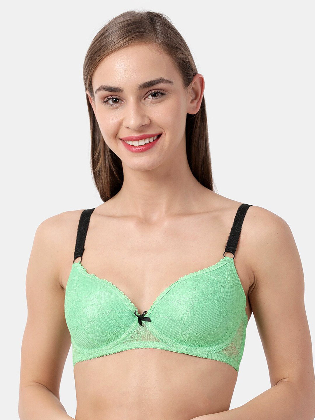 Susie Women Green Lace Lightly Padded Wireless Everyday Bra SK004-LightGreen
