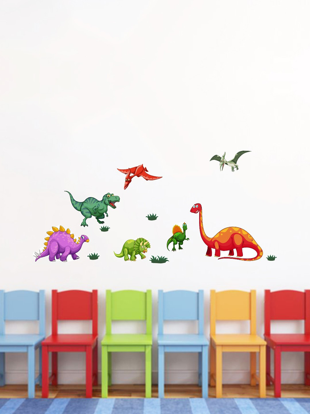rawpockets Multi Coloured Dinosaurs Wall Stickers