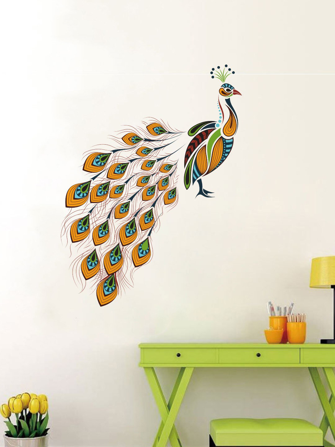 rawpockets Multicolour Peacock Printed Wall Stickers