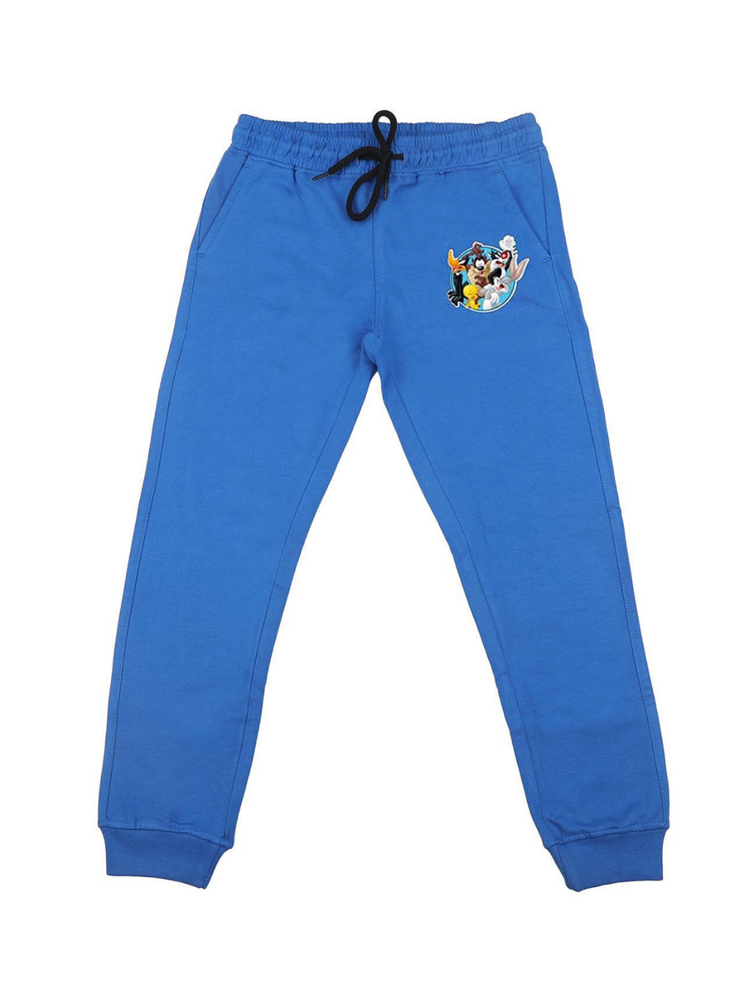 Looney Tunes Boys Blue Solid Slim-Fit Joggers