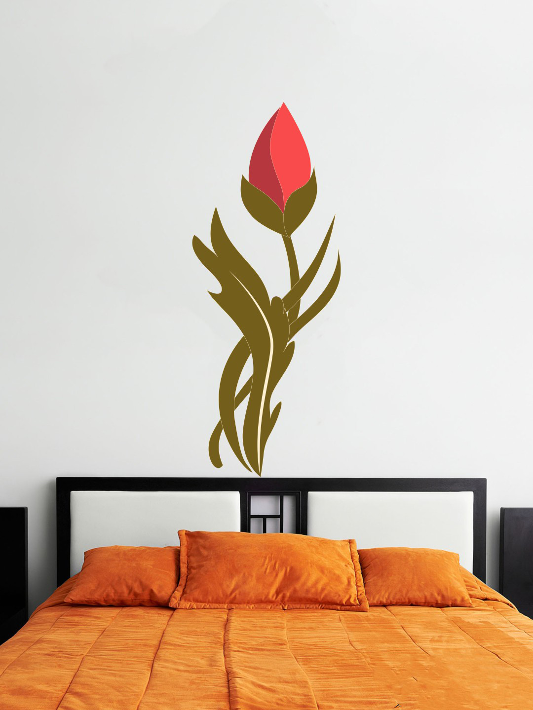rawpockets Red & Green Decorative Flower Wall Stickers