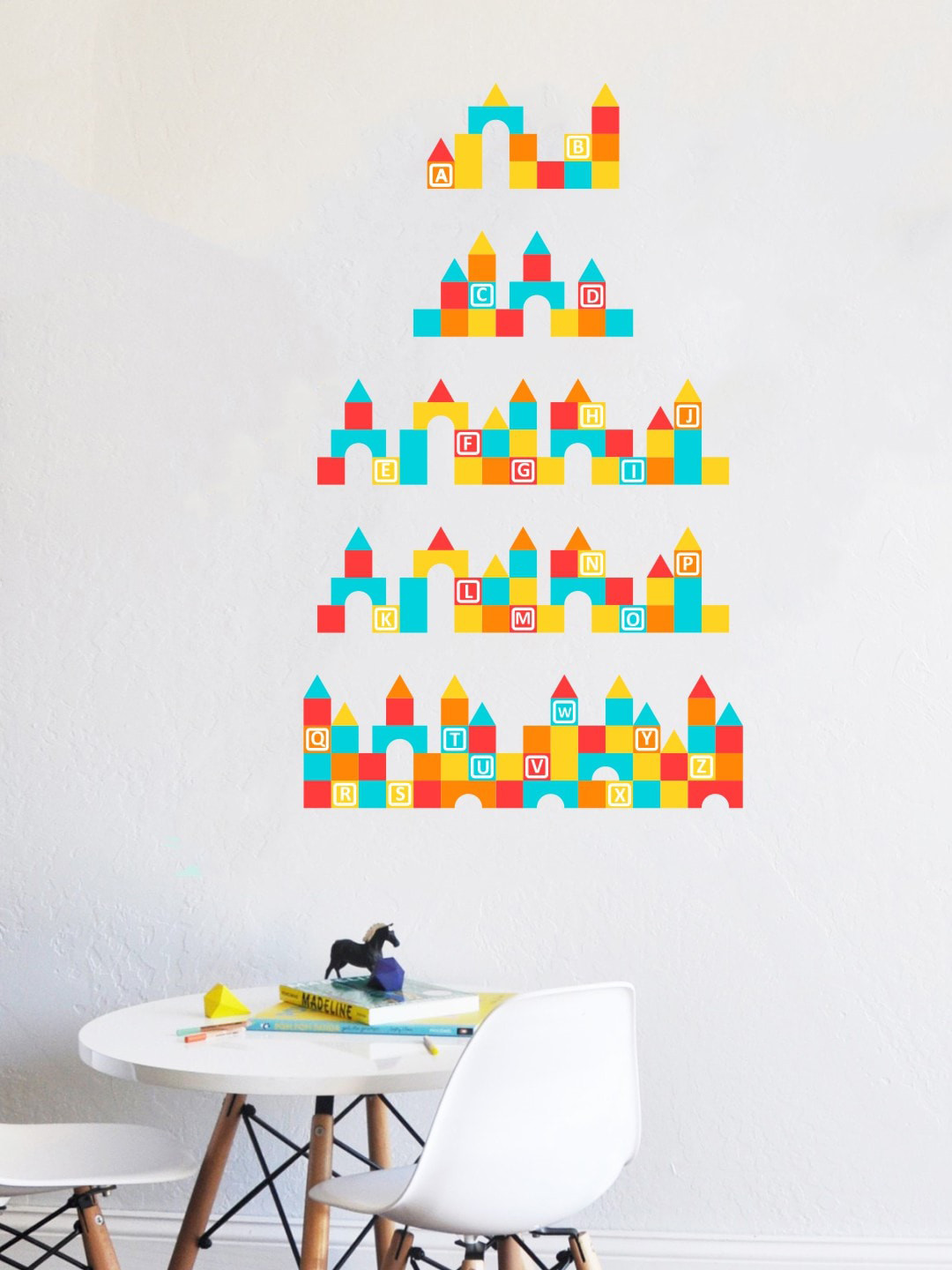 rawpockets Green & Orange Albhapets Printed Wall Stickers