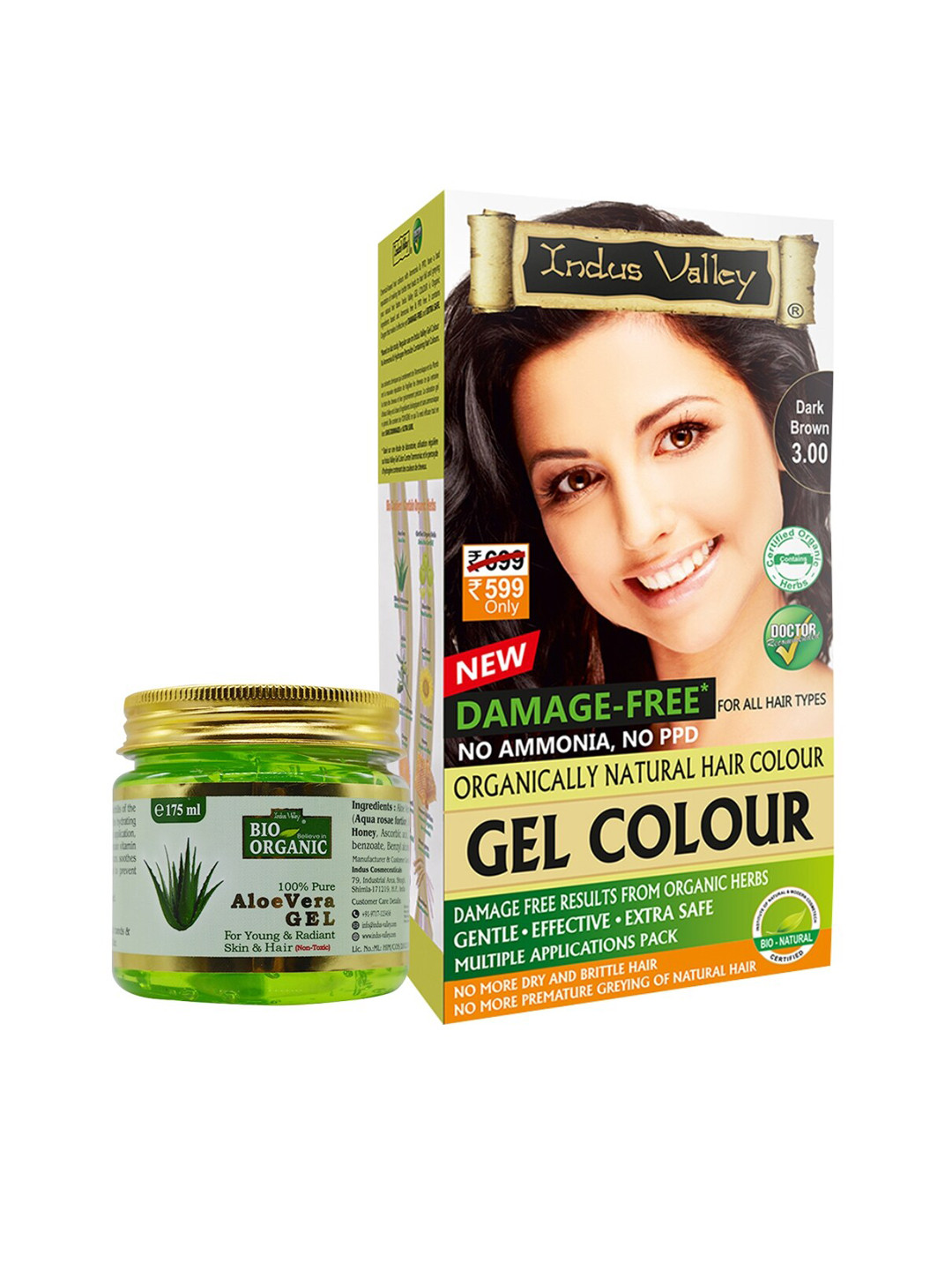 Indus valley aloe vera gel & gel dark brown combo