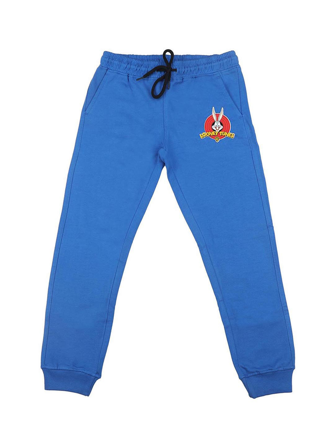 Looney Tunes Boys Royal Blue Solid Slim-fit Joggers