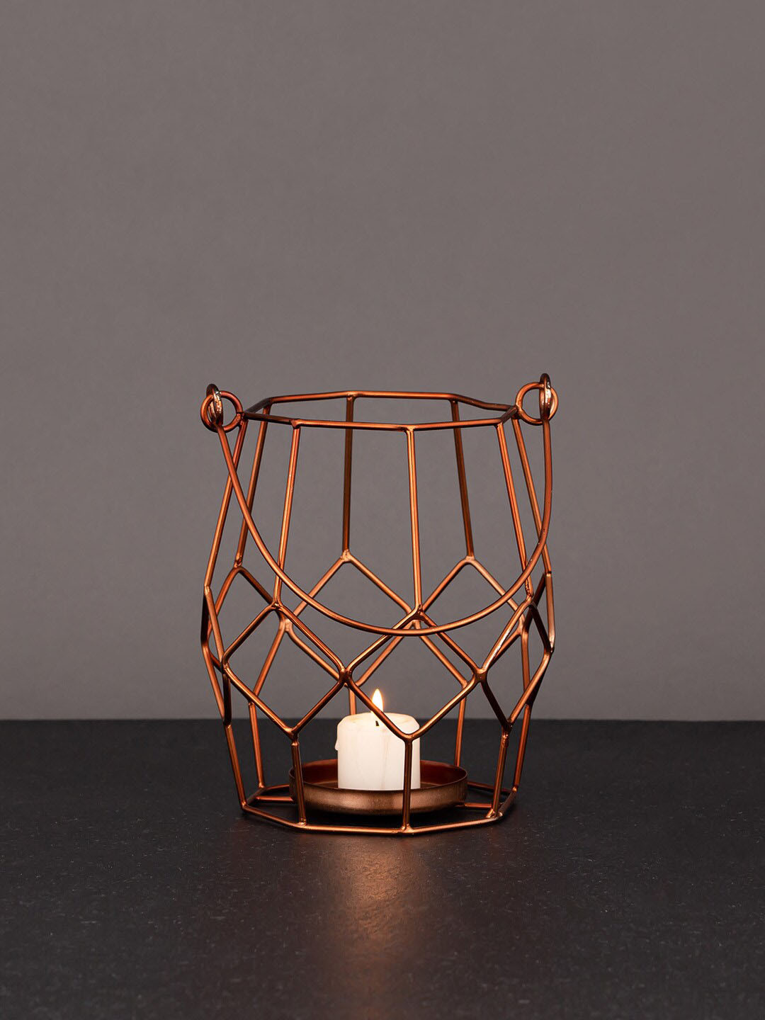 Aapno Rajasthan Bronze-Toned Solid Contemporary Table Lantern
