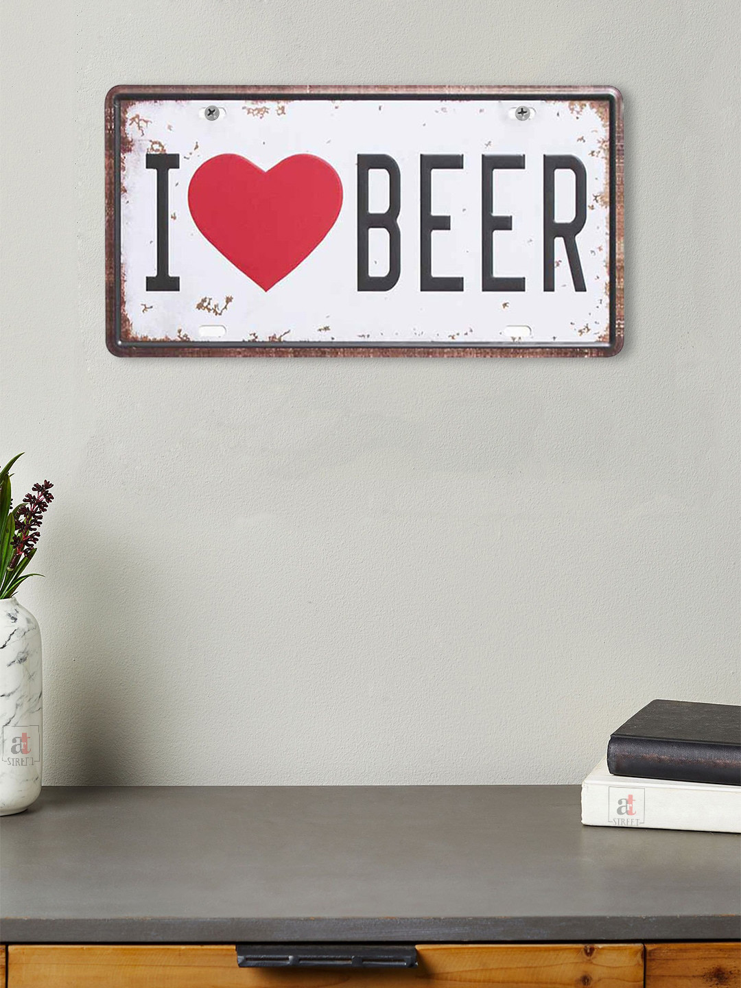Art Street I Love Beer Metal Rusty Hanging Hall Signs and Plaques-6In