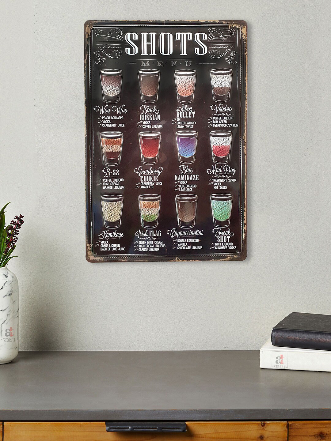 Art Street Shots Metal Matte Hanging Hall Wall Hangings-12In