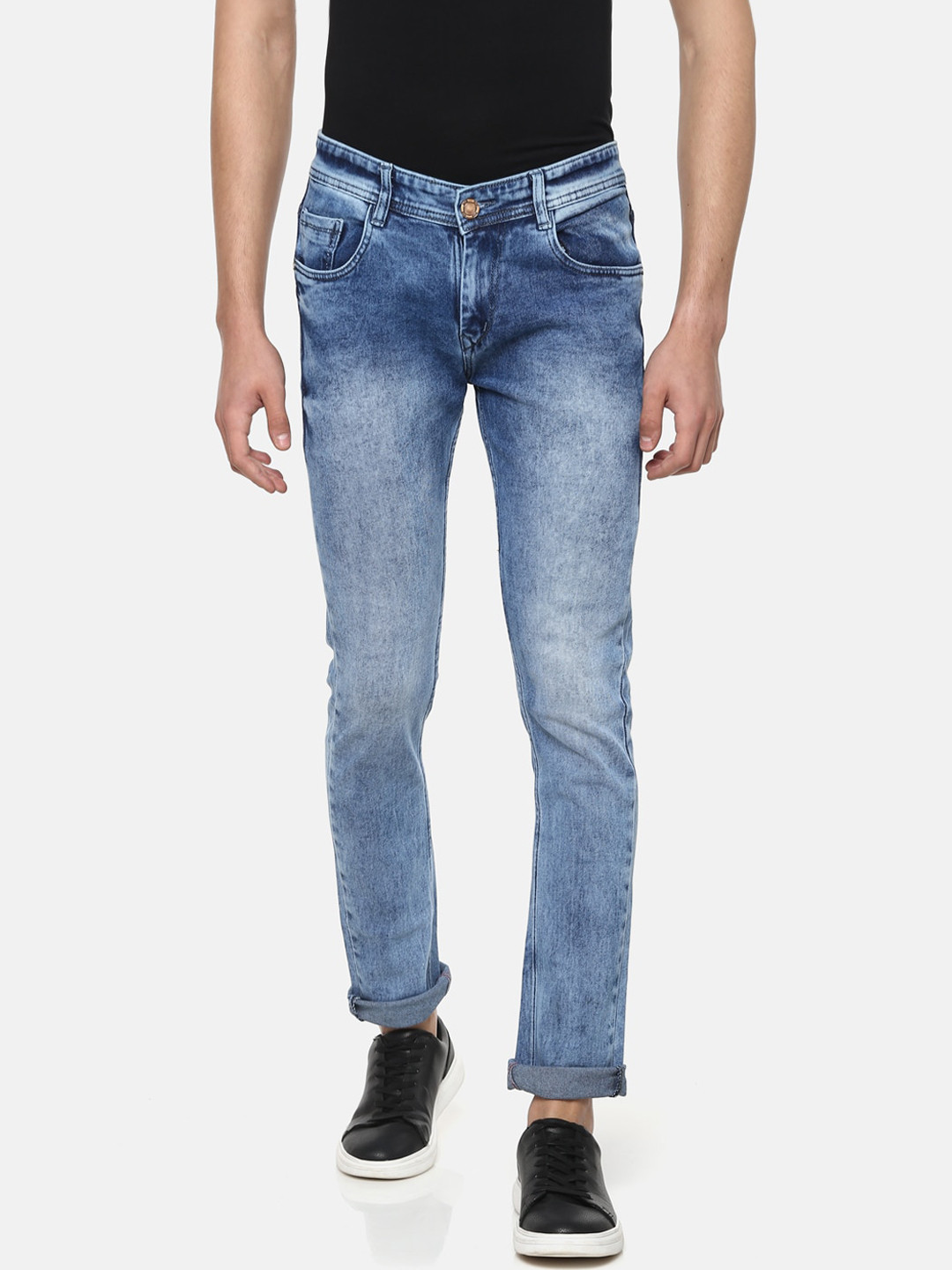 Routeen Men Blue Slim Fit Mid-Rise Clean Look Jeans