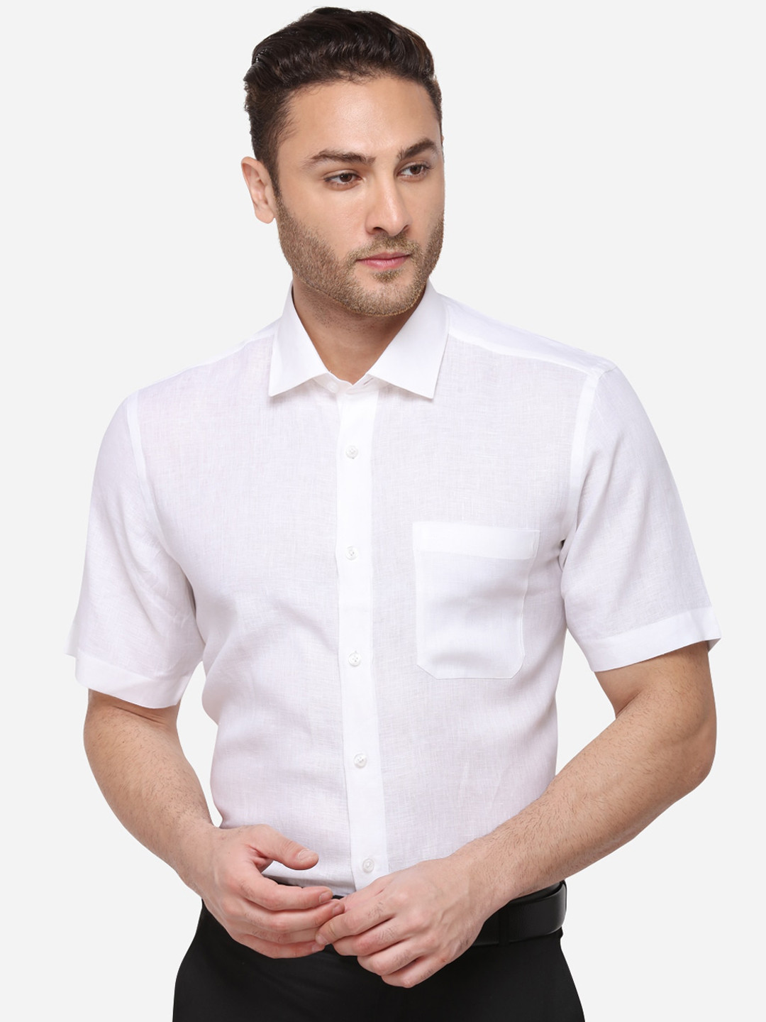 JADE BLUE Men White Regular Fit Solid Formal Shirt