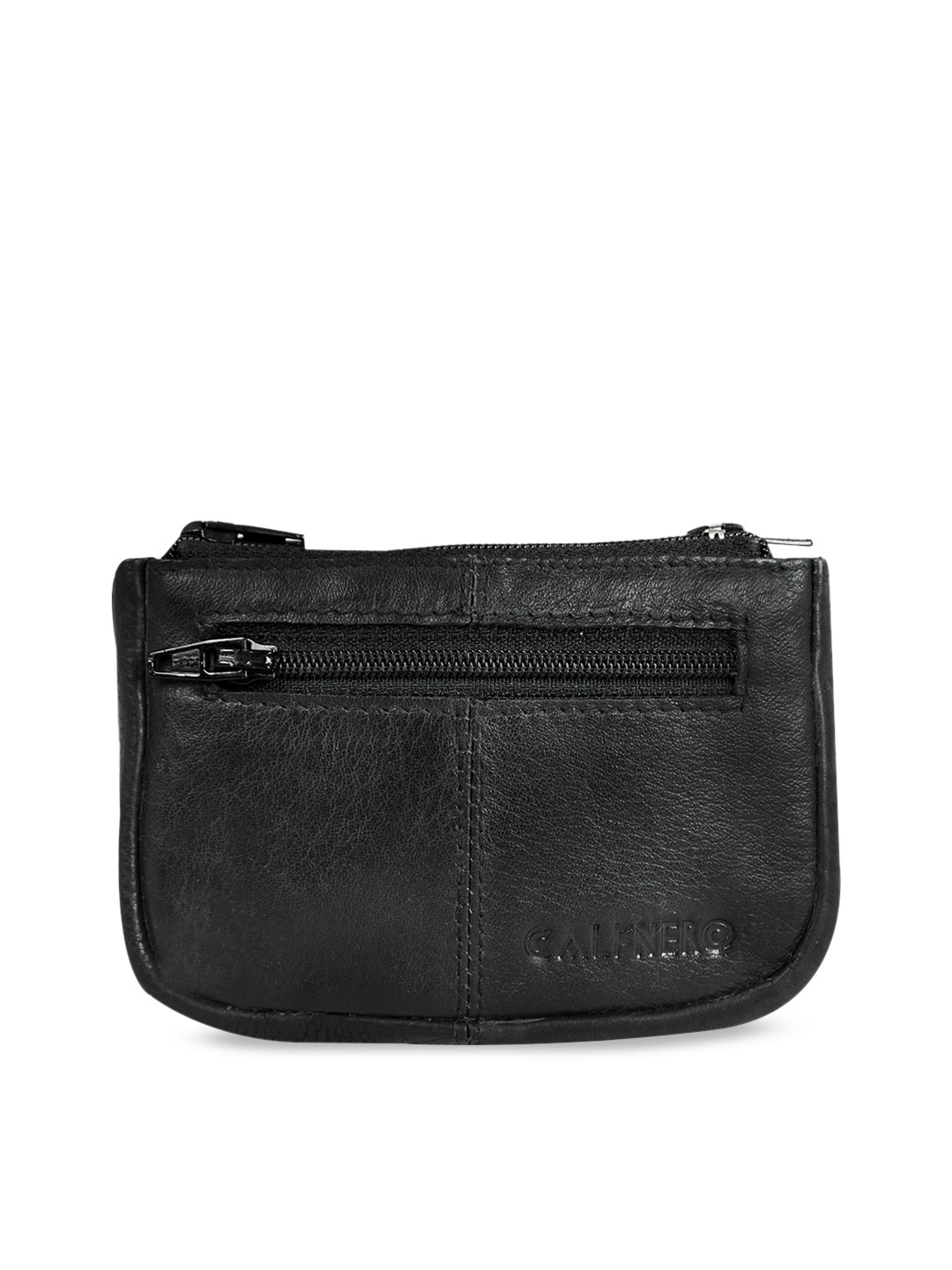 CALFNERO Unisex Black Solid Genuine Leather Coin Wallet