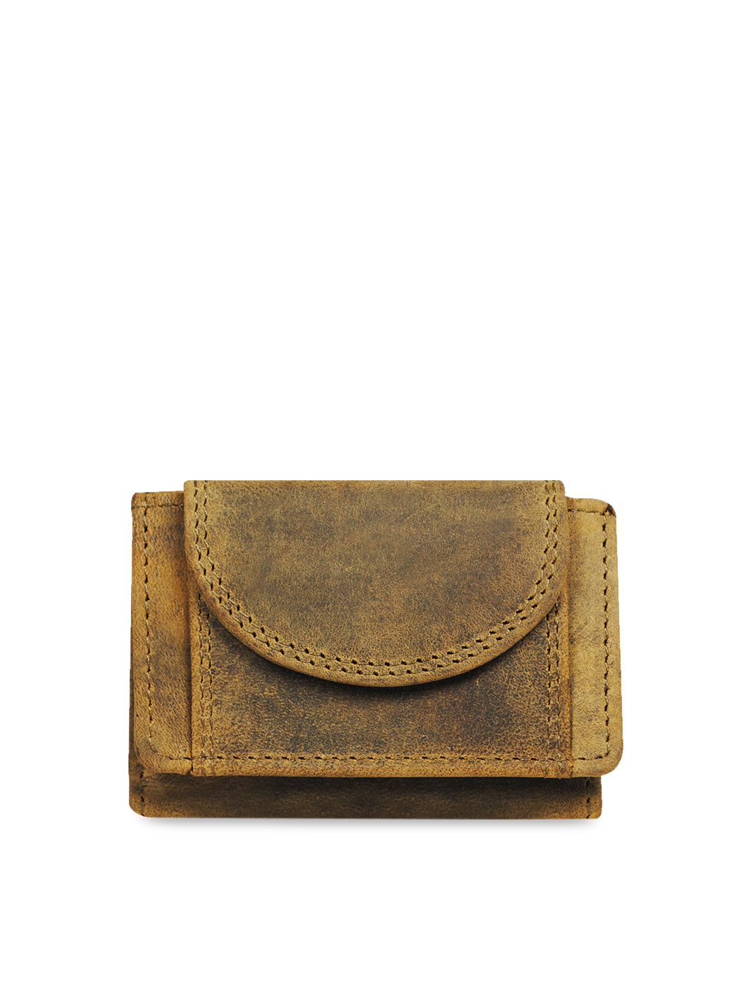 CALFNERO Unisex Brown Solid Leather Three-Fold Card Holder